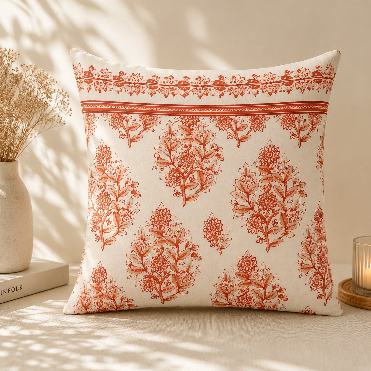 Coral Blossom Cushion Cover