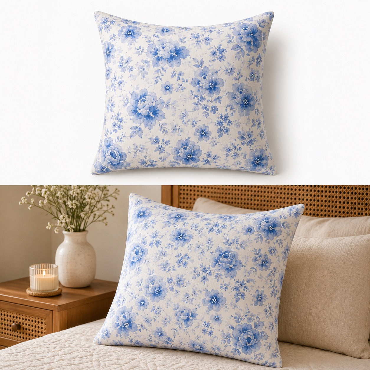 Blue Petals Dream Cushion Cover
